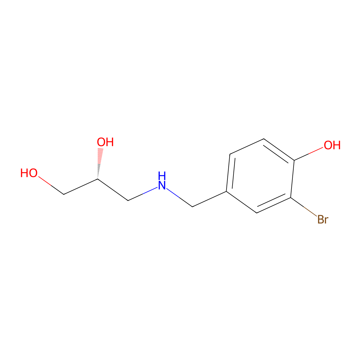 (2R)-3-{[(3-bromo-4-hydroxyphenyl)methyl]amino}propane-1,2-diol molecular structure, CAS 2137026-92-5