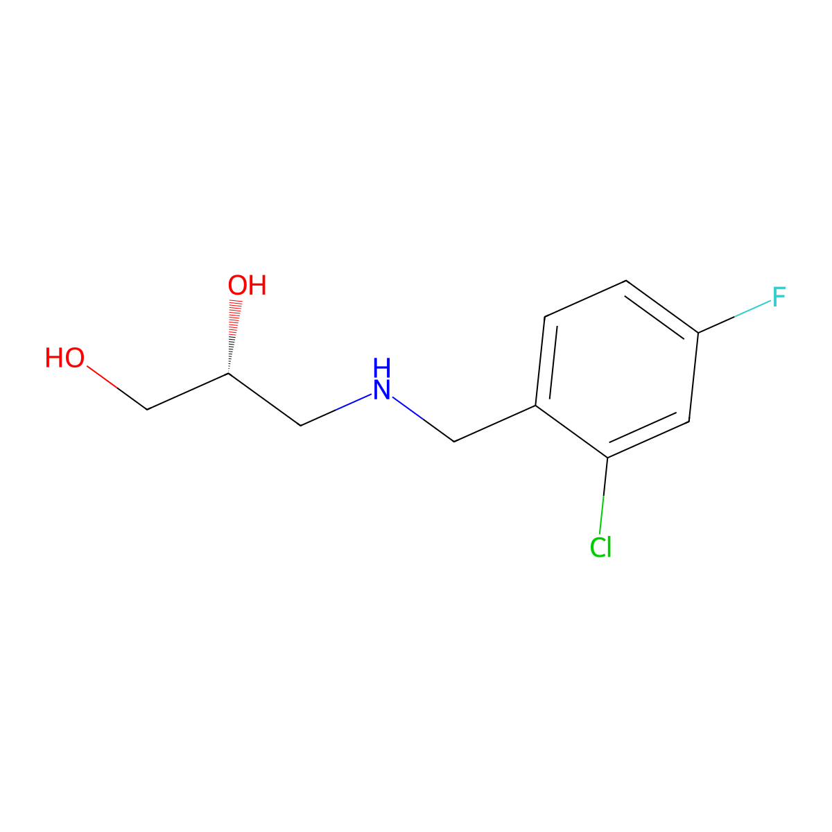 (2R)-3-{[(2-chloro-4-fluorophenyl)methyl]amino}propane-1,2-diol molecular structure, CAS 2137026-97-0