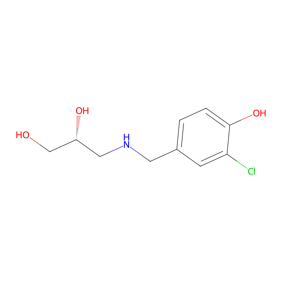(2R)-3-{[(3-chloro-4-hydroxyphenyl)methyl]amino}propane-1,2-diol molecular structure, CAS 2137027-06-4