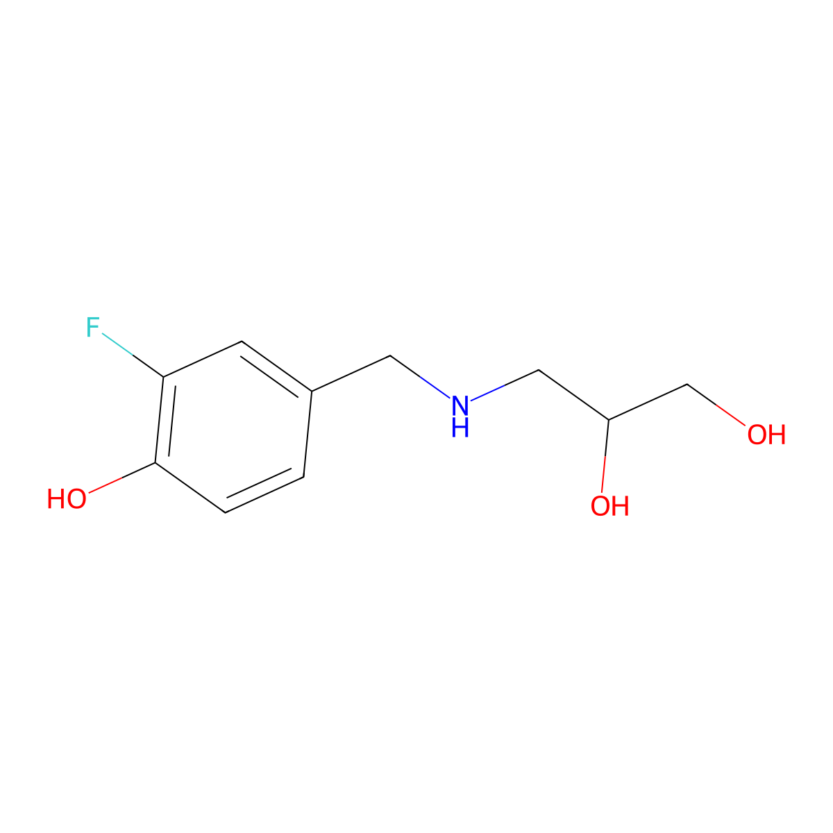 (2R)-3-{[(3-fluoro-4-hydroxyphenyl)methyl]amino}propane-1,2-diol molecular structure, CAS 2137028-87-4