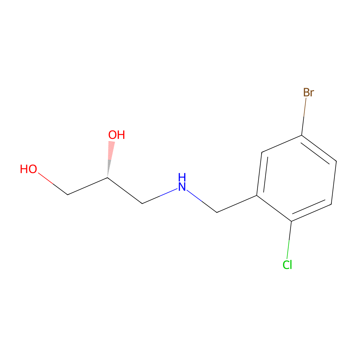 (2R)-3-{[(5-bromo-2-chlorophenyl)methyl]amino}propane-1,2-diol molecular structure, CAS 2137028-93-2