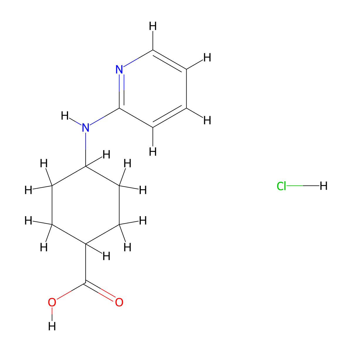 Rel-(1s,4s)-4-(pyridin-2-ylamino)cyclohexane-1-carboxylic acid hydrochloride molecular structure, CAS 2137029-10-6