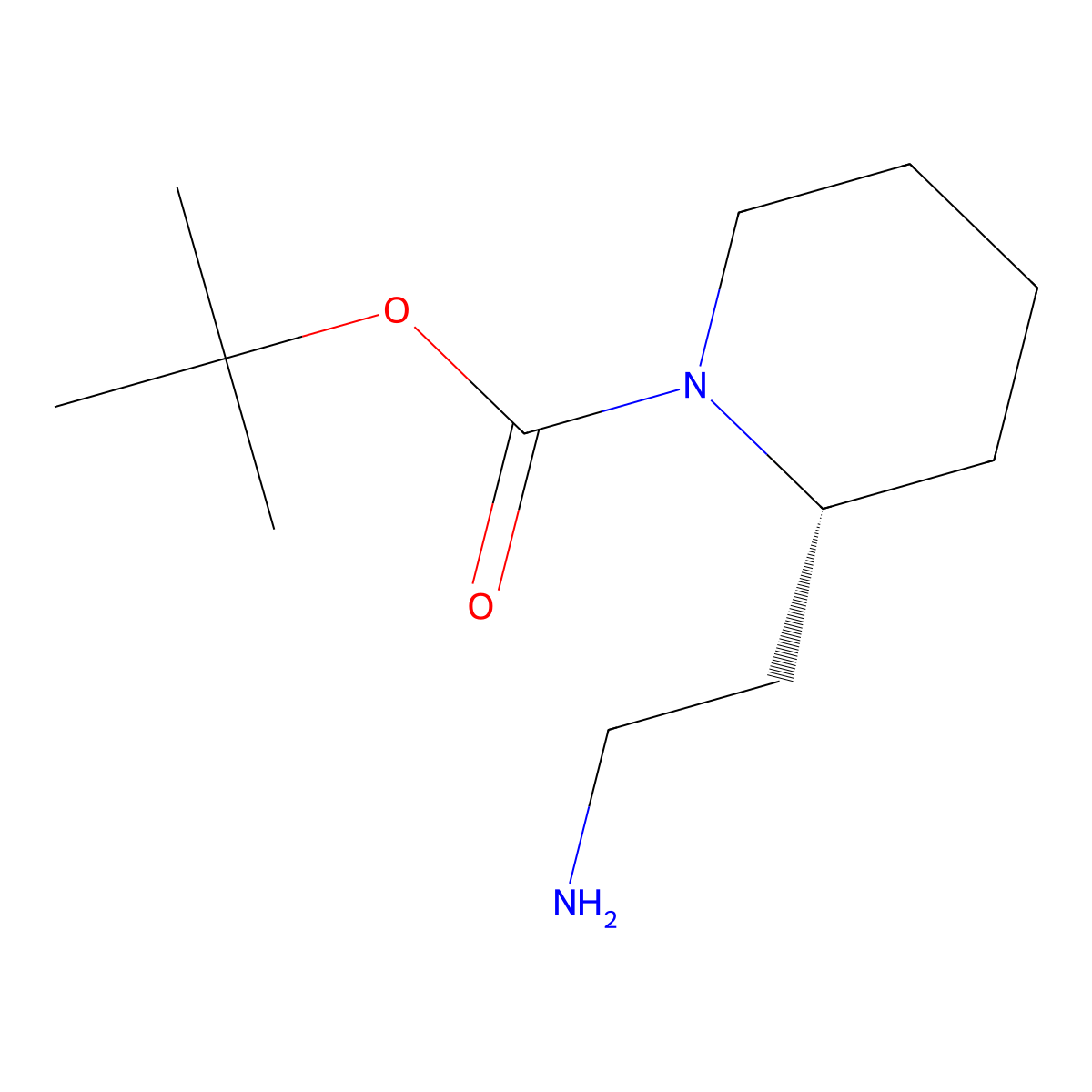 tert-butyl (2R)-2-(2-aminoethyl)piperidine-1-carboxylate molecular structure, CAS 2137029-57-1