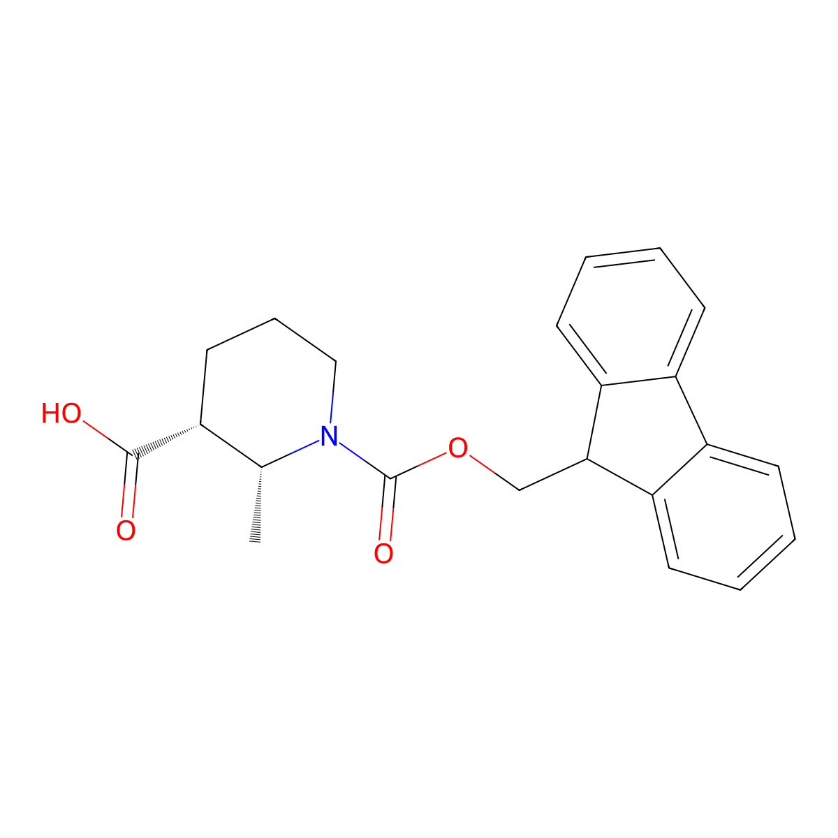 rac-(2R,3R)-1-{[(9H-fluoren-9-yl)methoxy]carbonyl}-2-methylpiperidine-3-carboxylic acid molecular structure, CAS 2137030-17-0