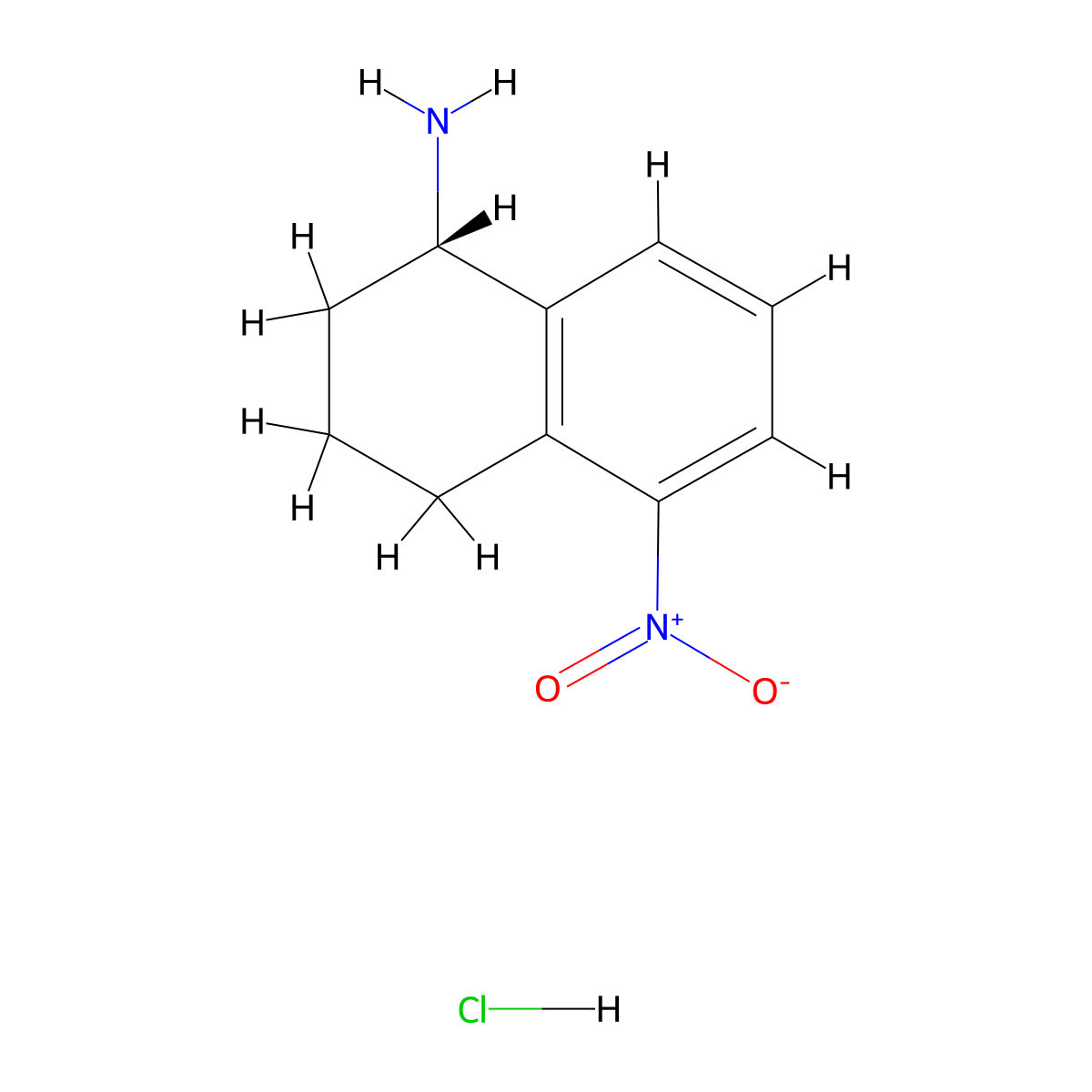 (1S)-5-nitro-1,2,3,4-tetrahydronaphthalen-1-amine hydrochloride molecular structure, CAS 2137032-99-4