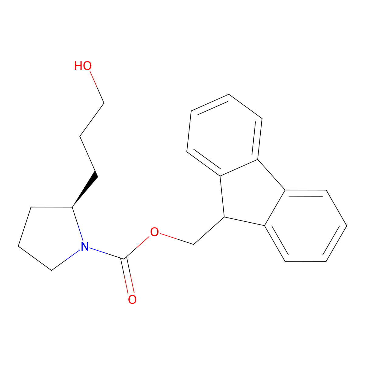 (9H-fluoren-9-yl)methyl (2S)-2-(3-hydroxypropyl)pyrrolidine-1-carboxylate molecular structure, CAS 2137033-16-8
