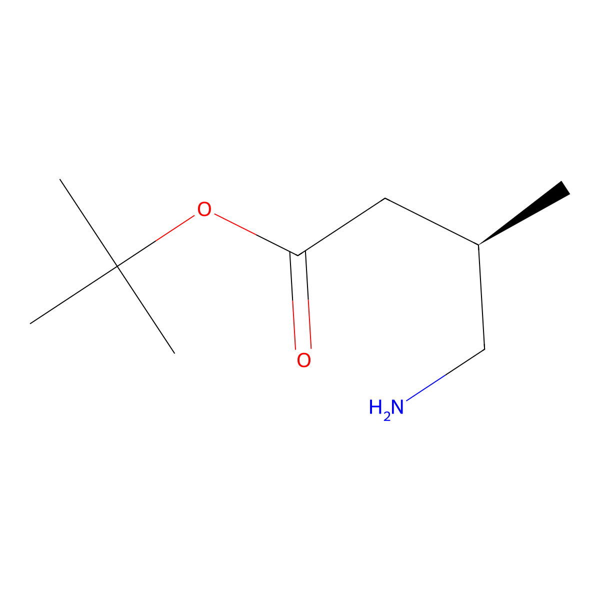 tert-butyl (3R)-4-amino-3-methylbutanoate molecular structure, CAS 2137033-22-6