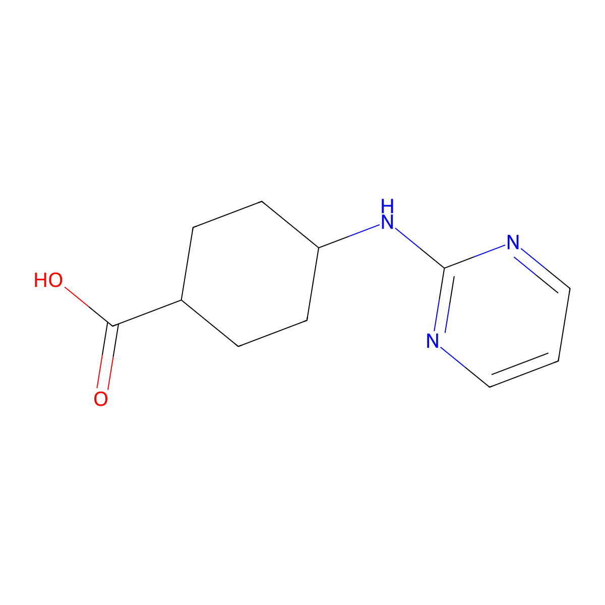 4-(Pyrimidin-2-ylamino)cyclohexanecarboxylic acid molecular structure, CAS 2137035-72-2