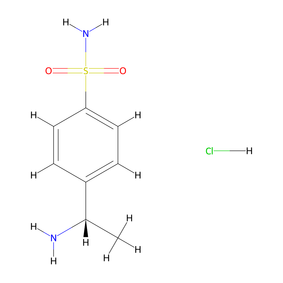 4-[(1S)-1-aminoethyl]benzene-1-sulfonamide hydrochloride molecular structure, CAS 2137036-93-0