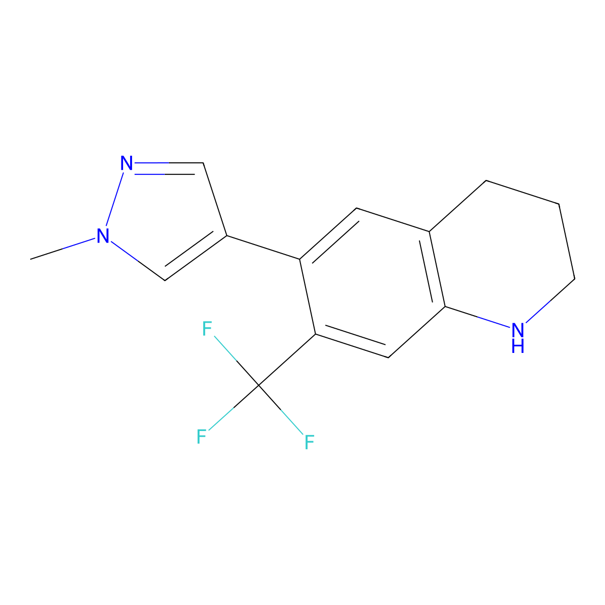 6-(1-Methyl-1H-pyrazol-4-yl)-7-(trifluoromethyl)-1,2,3,4-tetrahydroquinoline molecular structure, CAS 2137044-44-9