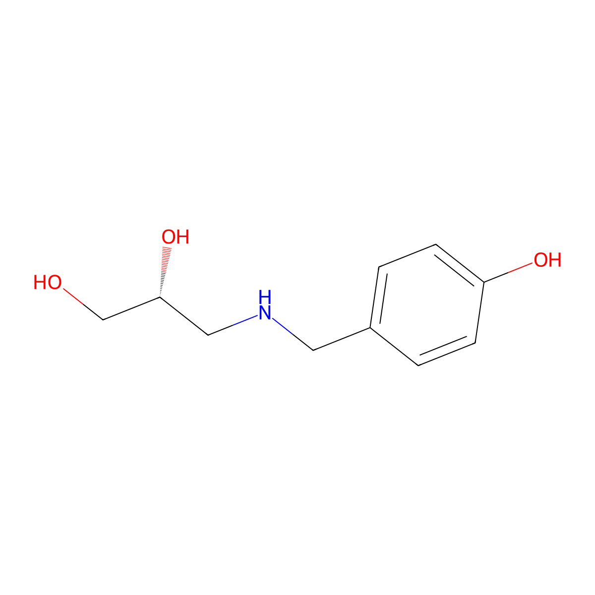 (2R)-3-{[(4-hydroxyphenyl)methyl]amino}propane-1,2-diol molecular structure, CAS 2137057-35-1