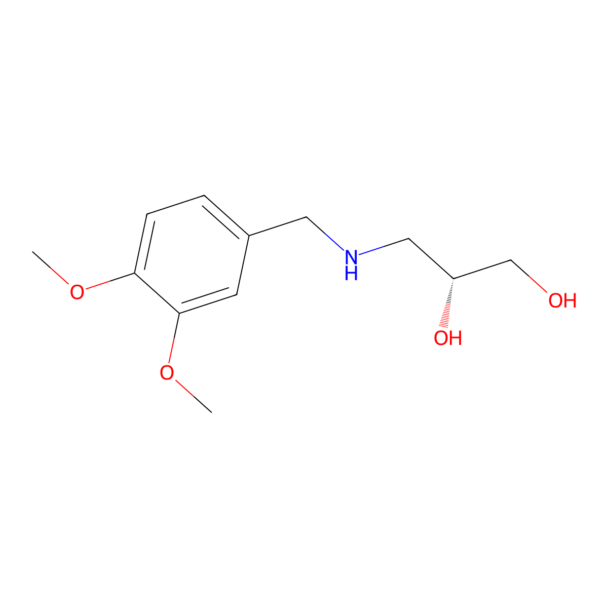 (2R)-3-{[(3,4-dimethoxyphenyl)methyl]amino}propane-1,2-diol molecular structure, CAS 2137057-42-0