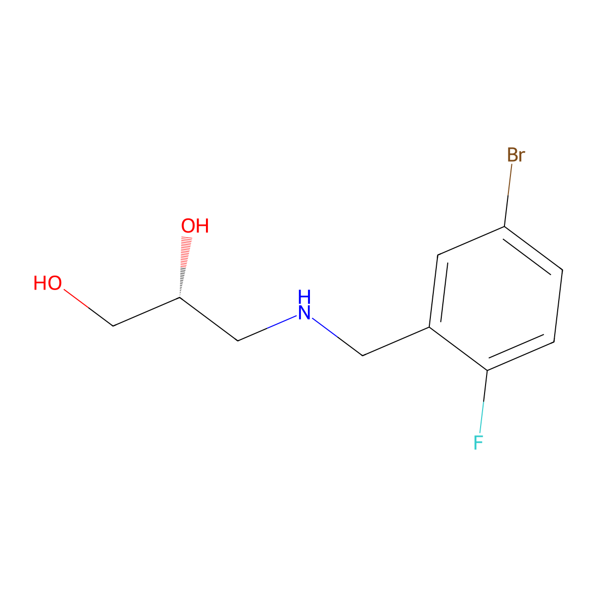 (2R)-3-{[(5-bromo-2-fluorophenyl)methyl]amino}propane-1,2-diol molecular structure, CAS 2137057-71-5