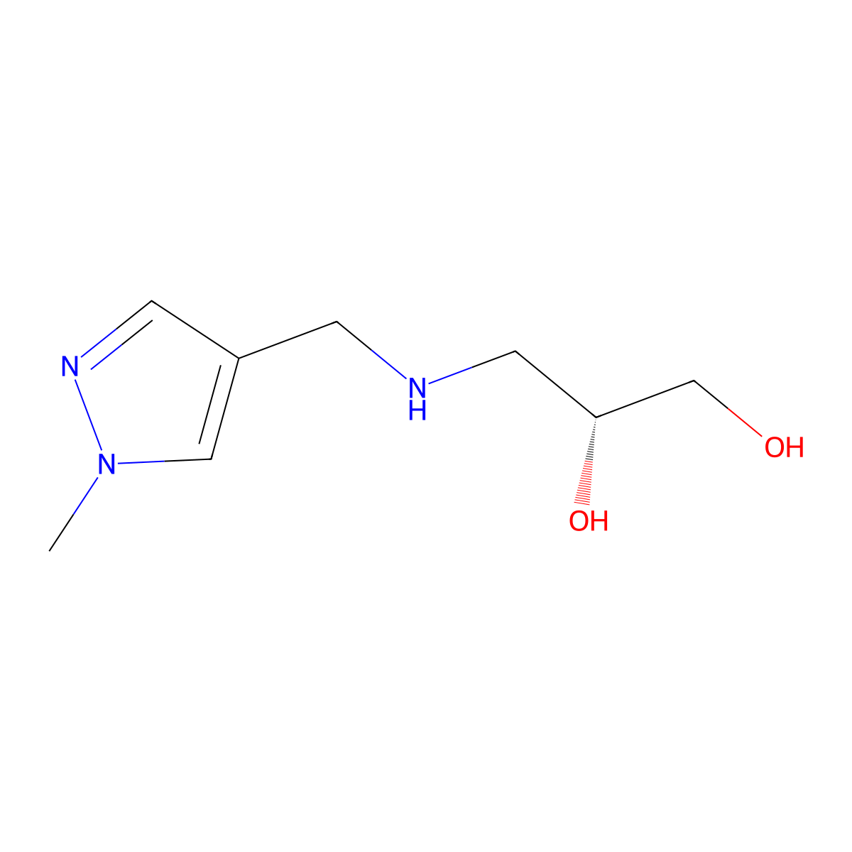 (2R)-3-{[(1-methyl-1H-pyrazol-4-yl)methyl]amino}propane-1,2-diol molecular structure, CAS 2137057-74-8