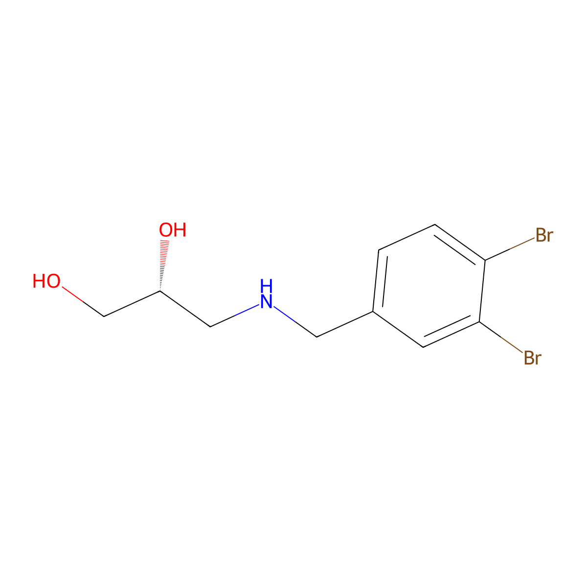 (2R)-3-{[(3,4-dibromophenyl)methyl]amino}propane-1,2-diol molecular structure, CAS 2137057-82-8