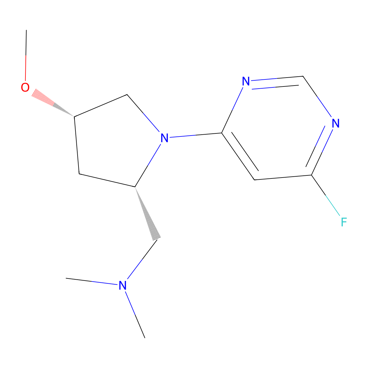 (((2S,4S)-1-(6-fluoropyrimidin-4-yl)-4-methoxypyrrolidin-2-yl)methyl)dimethylamine molecular structure, CAS 2137058-04-7