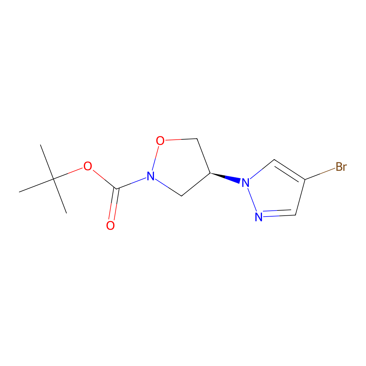 tert-butyl (4S)-4-(4-bromo-1H-pyrazol-1-yl)-1,2-oxazolidine-2-carboxylate molecular structure, CAS 2137061-64-2