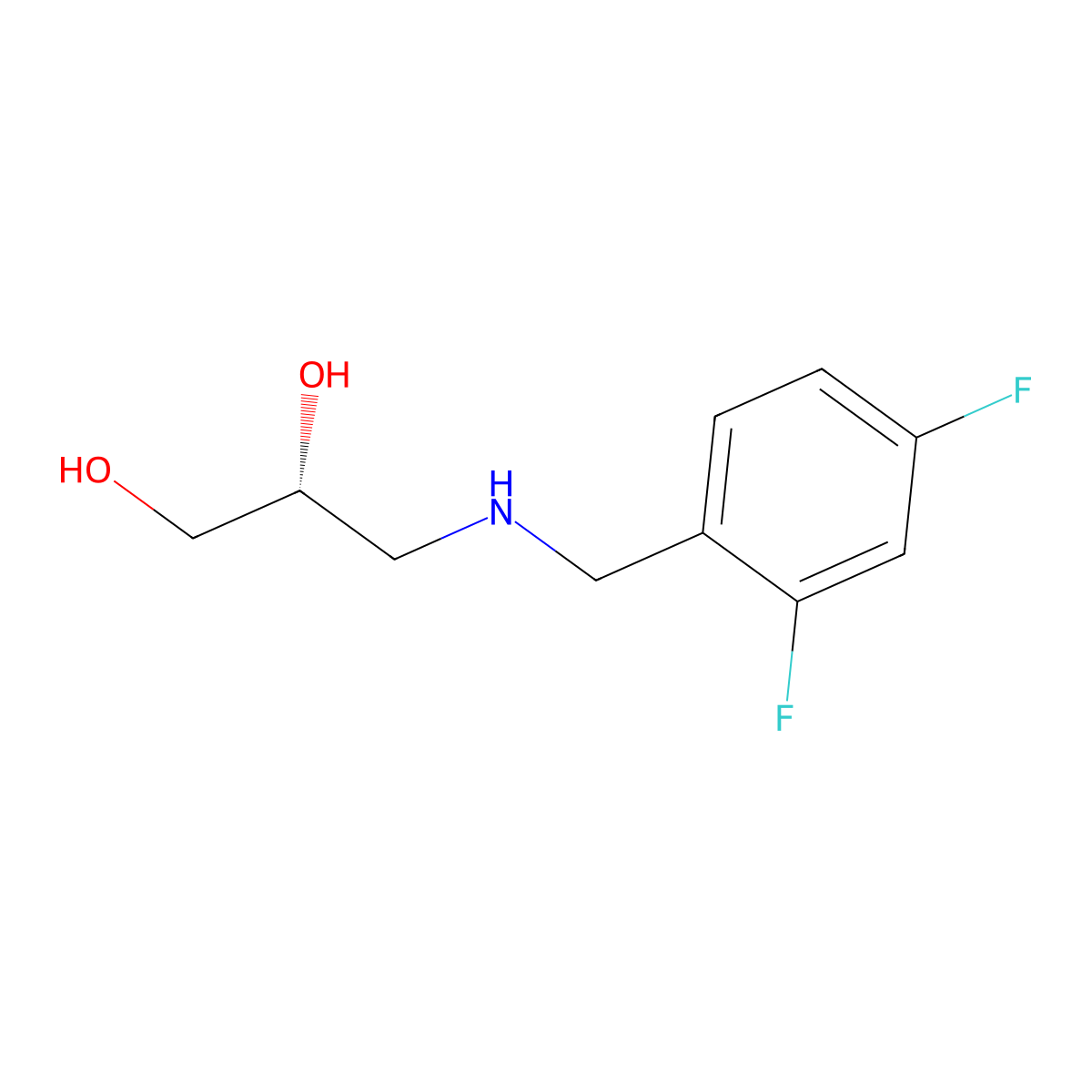 (2R)-3-{[(2,4-difluorophenyl)methyl]amino}propane-1,2-diol molecular structure, CAS 2137062-38-3