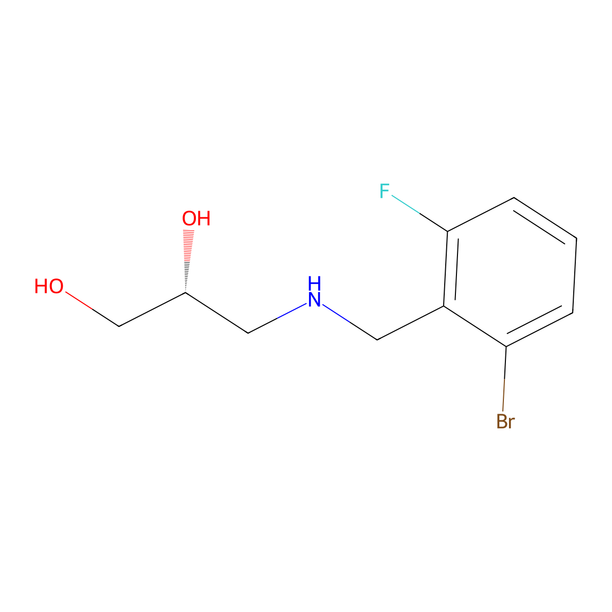 (2R)-3-{[(2-bromo-6-fluorophenyl)methyl]amino}propane-1,2-diol molecular structure, CAS 2137063-40-0