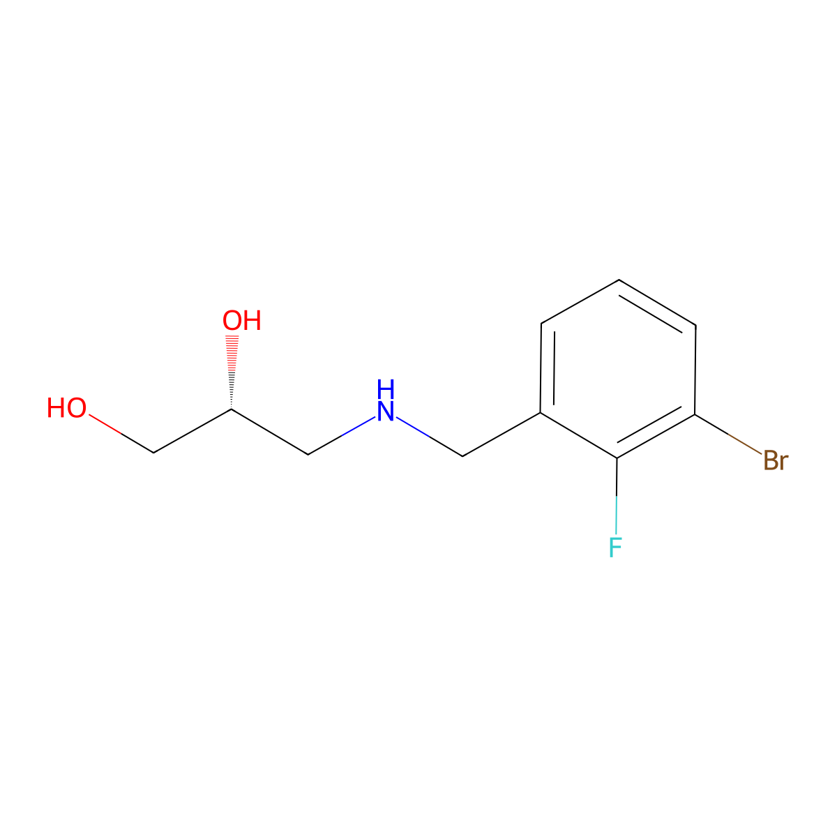 (2R)-3-{[(3-bromo-2-fluorophenyl)methyl]amino}propane-1,2-diol molecular structure, CAS 2137065-10-0