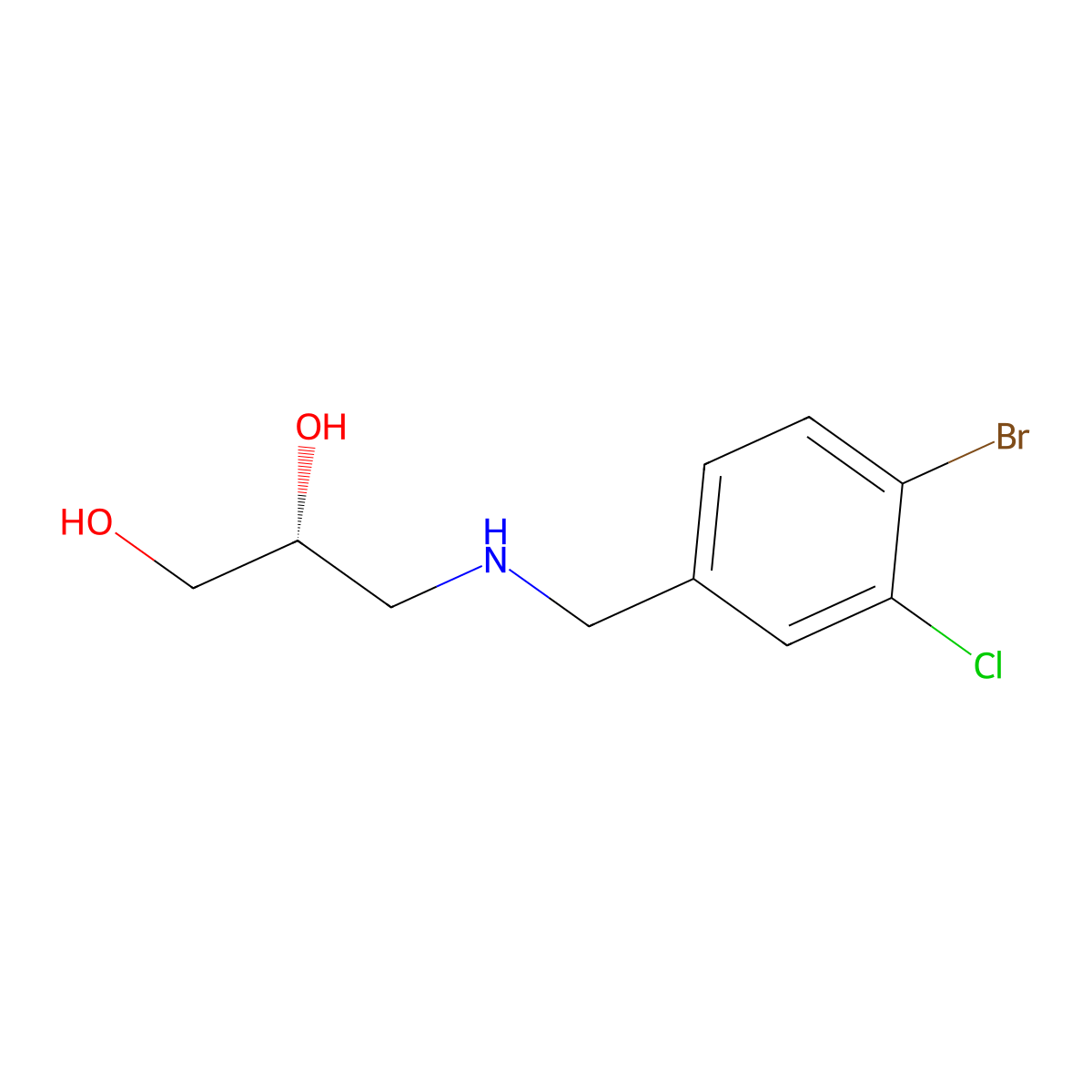 (2R)-3-{[(4-bromo-3-chlorophenyl)methyl]amino}propane-1,2-diol molecular structure, CAS 2137065-14-4