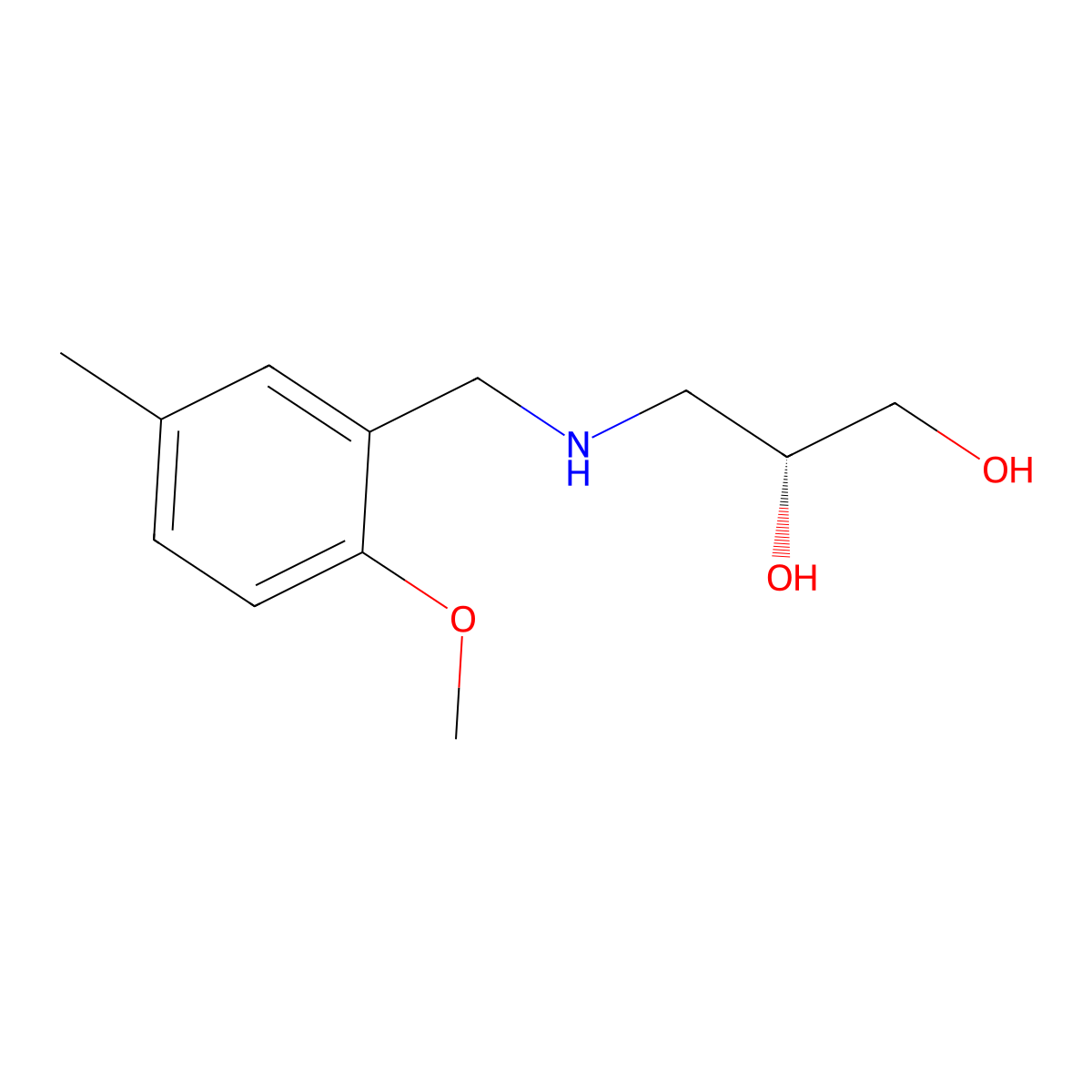 (2R)-3-{[(2-methoxy-5-methylphenyl)methyl]amino}propane-1,2-diol molecular structure, CAS 2137066-29-4