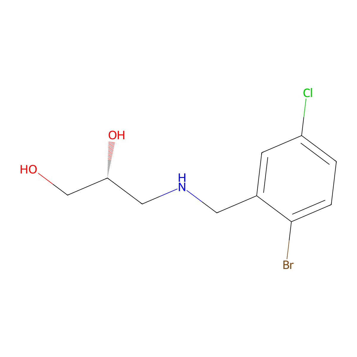 (2R)-3-{[(2-bromo-5-chlorophenyl)methyl]amino}propane-1,2-diol molecular structure, CAS 2137066-56-7