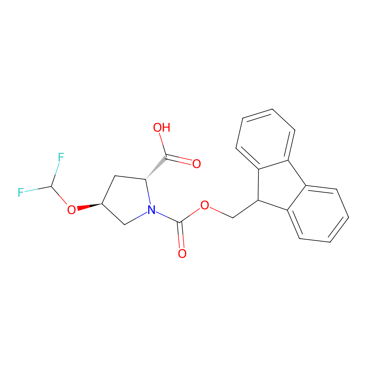 (2R,4S)-4-(difluoromethoxy)-1-{[(9H-fluoren-9-yl)methoxy]carbonyl}pyrrolidine-2-carboxylic acid molecular structure, CAS 2137066-60-3