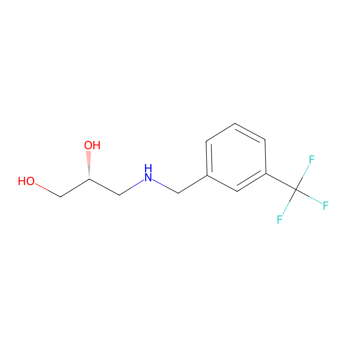 (2R)-3-({[3-(trifluoromethyl)phenyl]methyl}amino)propane-1,2-diol molecular structure, CAS 2137068-69-8