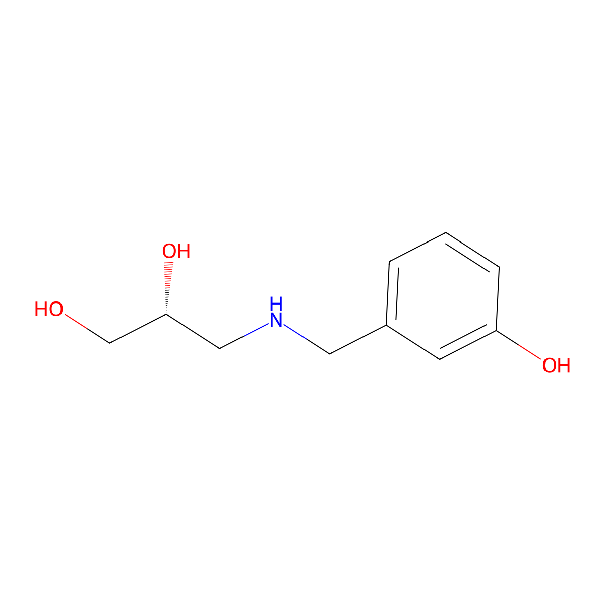 (2R)-3-{[(3-hydroxyphenyl)methyl]amino}propane-1,2-diol molecular structure, CAS 2137068-73-4