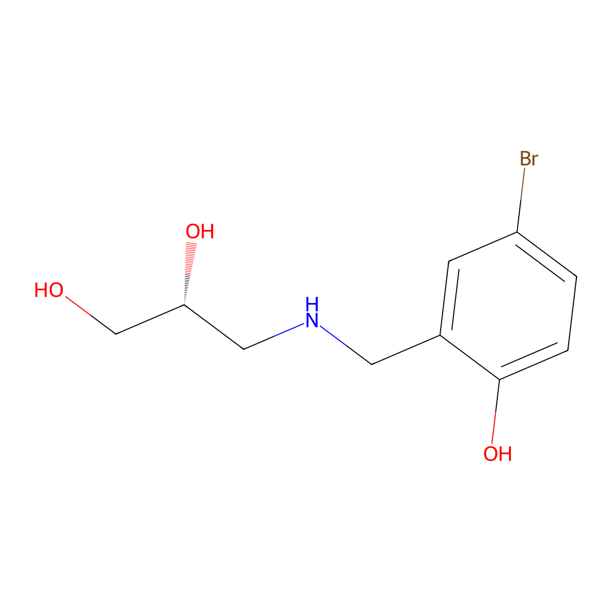 (2R)-3-{[(5-bromo-2-hydroxyphenyl)methyl]amino}propane-1,2-diol molecular structure, CAS 2137069-05-5