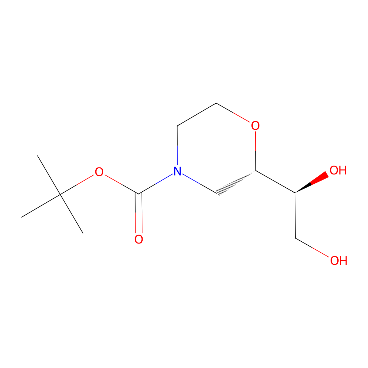tert-butyl (2S)-2-((1S)-1,2-dihydroxyethyl)morpholine-4-carboxylate molecular structure, CAS 2137073-66-4