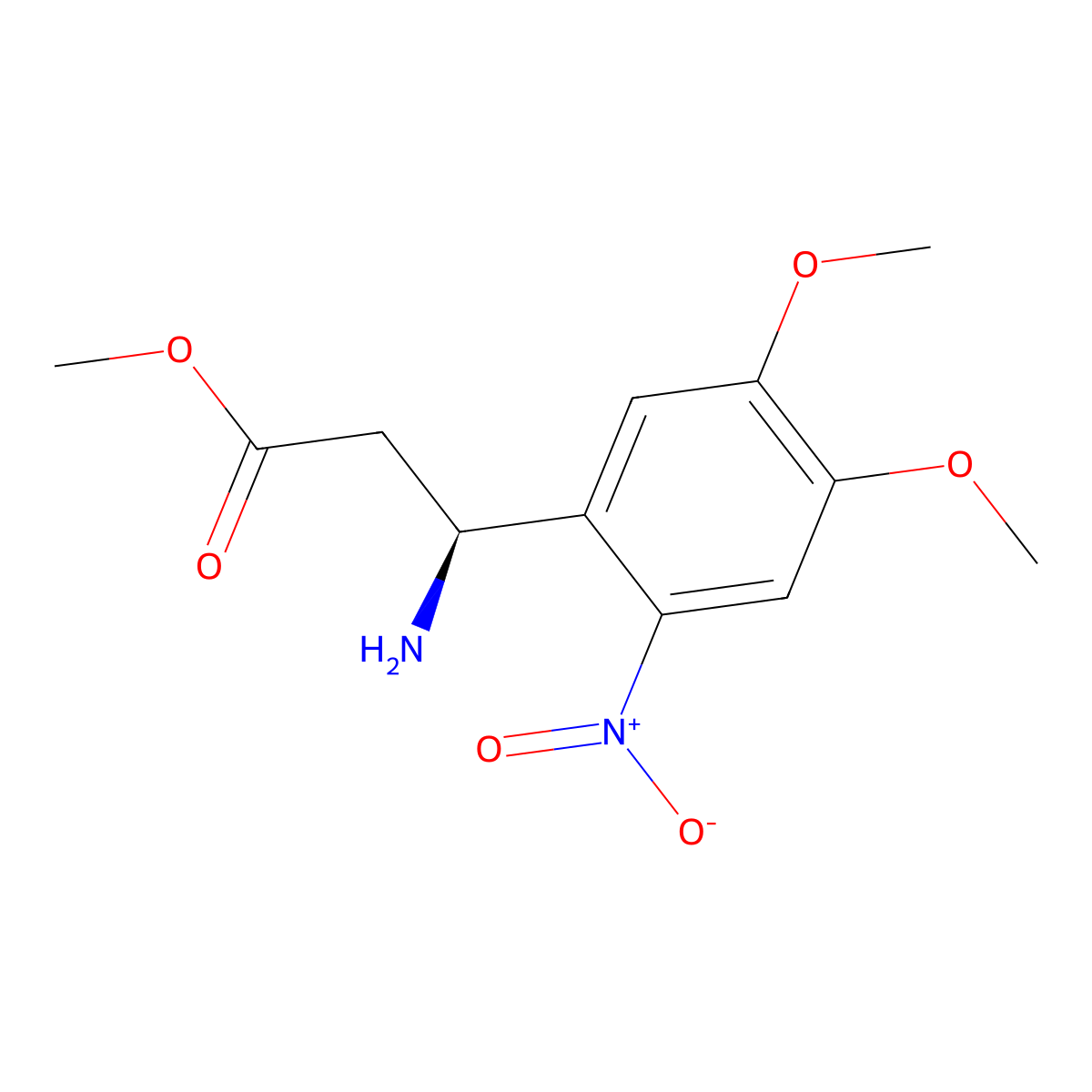 methyl (3S)-3-amino-3-(4,5-dimethoxy-2-nitrophenyl)propanoate molecular structure, CAS 2137077-90-6
