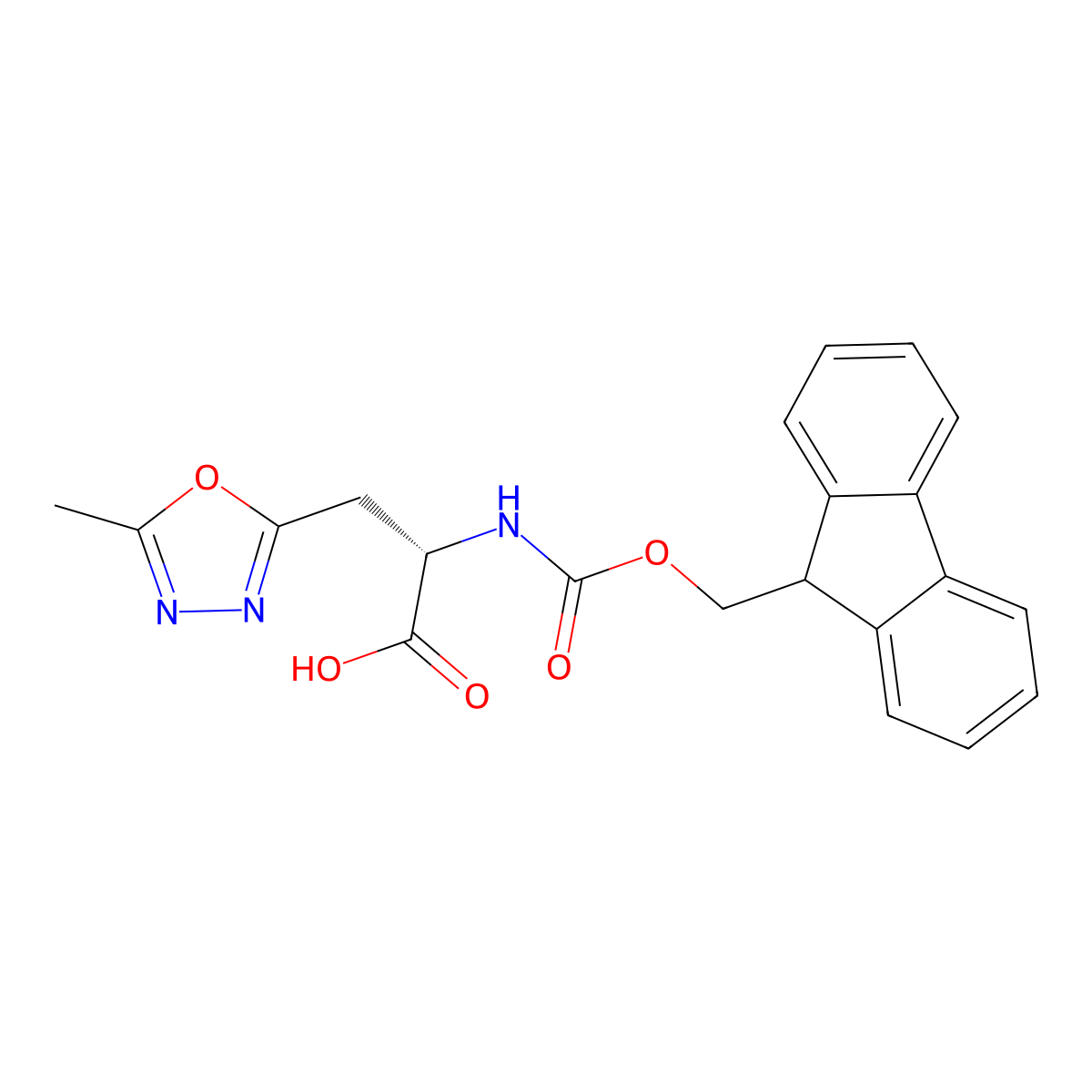 (2S)-2-({[(9H-fluoren-9-yl)methoxy]carbonyl}amino)-3-(5-methyl-1,3,4-oxadiazol-2-yl)propanoic acid molecular structure, CAS 2137077-93-9