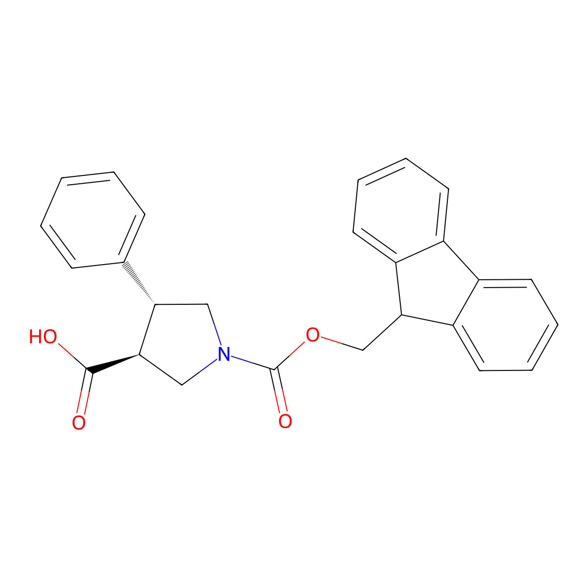 (3S,4R)-1-{[(9H-fluoren-9-yl)methoxy]carbonyl}-4-phenylpyrrolidine-3-carboxylic acid molecular structure, CAS 2137078-59-0