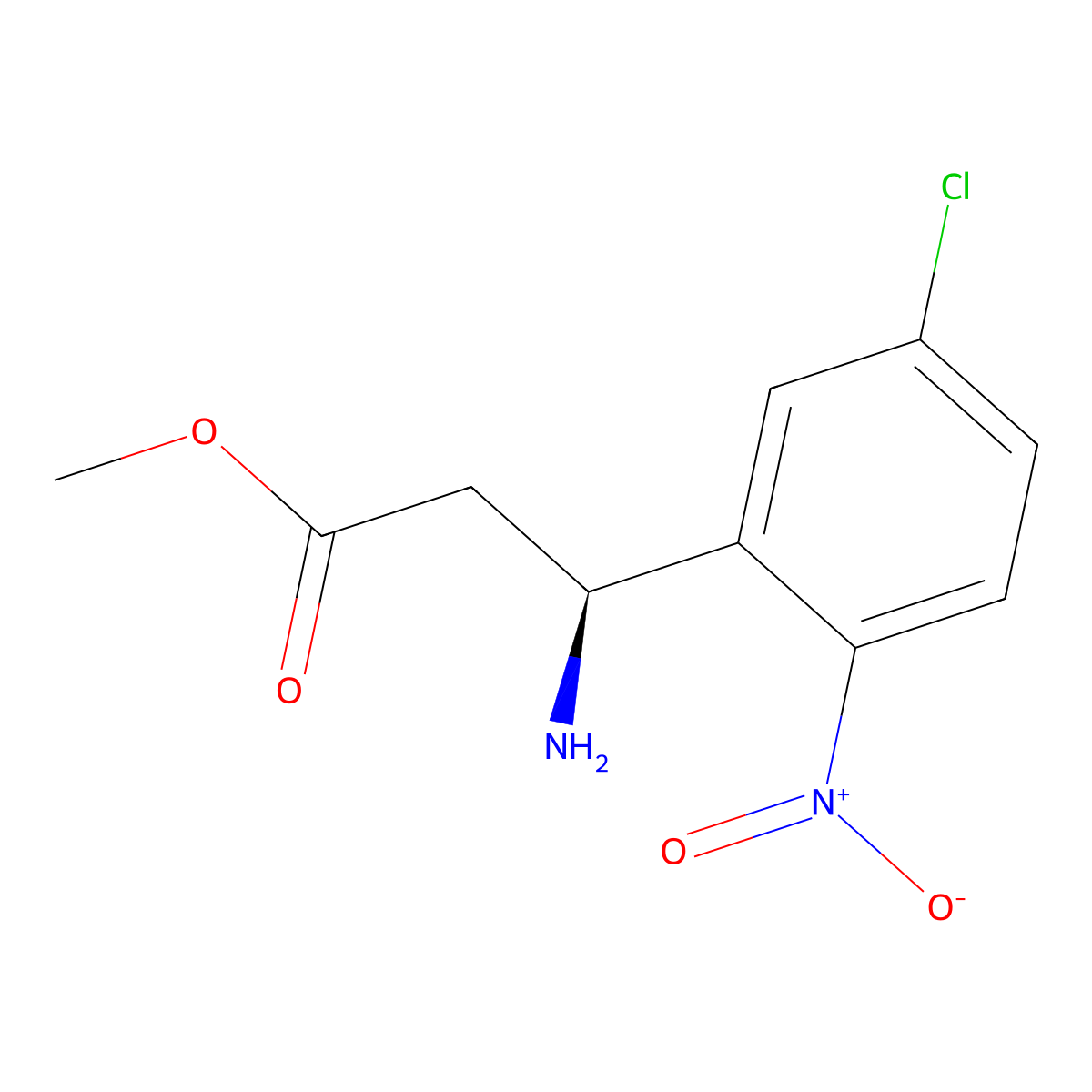 methyl (3S)-3-amino-3-(5-chloro-2-nitrophenyl)propanoate molecular structure, CAS 2137081-97-9
