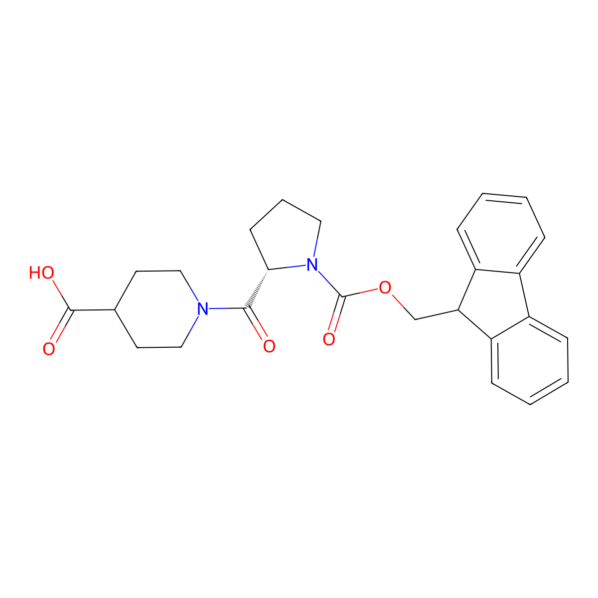 1-[(2S)-1-{[(9H-fluoren-9-yl)methoxy]carbonyl}pyrrolidine-2-carbonyl]piperidine-4-carboxylic acid molecular structure, CAS 2137082-30-3