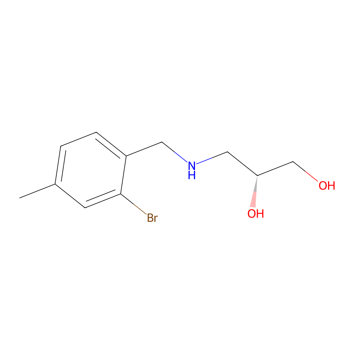 (2R)-3-{[(2-bromo-4-methylphenyl)methyl]amino}propane-1,2-diol molecular structure, CAS 2137082-67-6