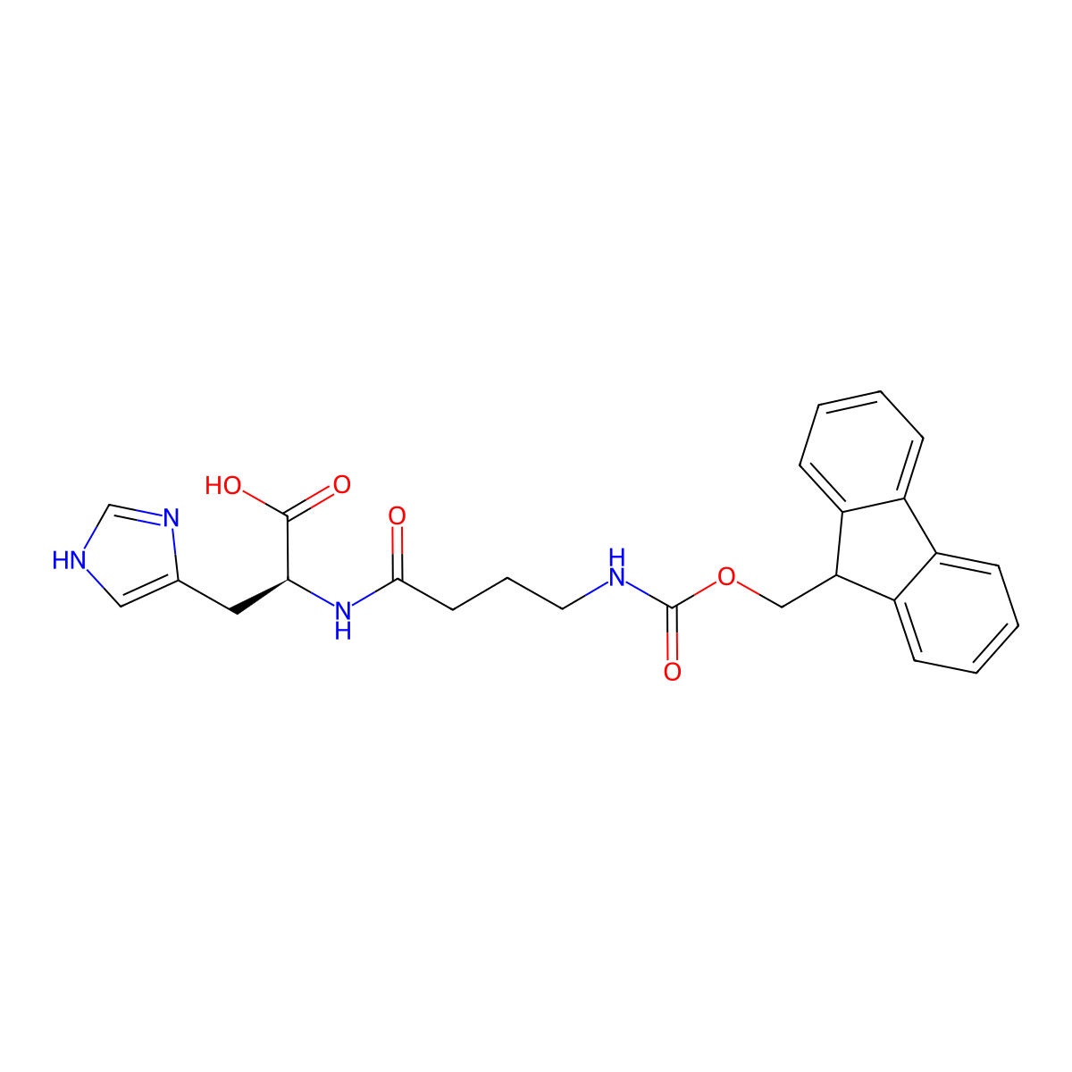 (2S)-2-[4-({[(9H-fluoren-9-yl)methoxy]carbonyl}amino)butanamido]-3-(1H-imidazol-4-yl)propanoic acid molecular structure, CAS 2137083-15-7