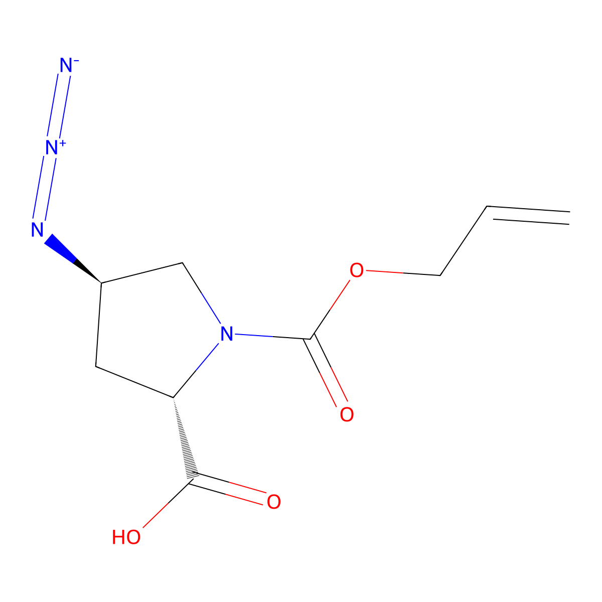 (2S,4R)-4-azido-1-[(prop-2-en-1-yloxy)carbonyl]pyrrolidine-2-carboxylic acid molecular structure, CAS 2137086-44-1