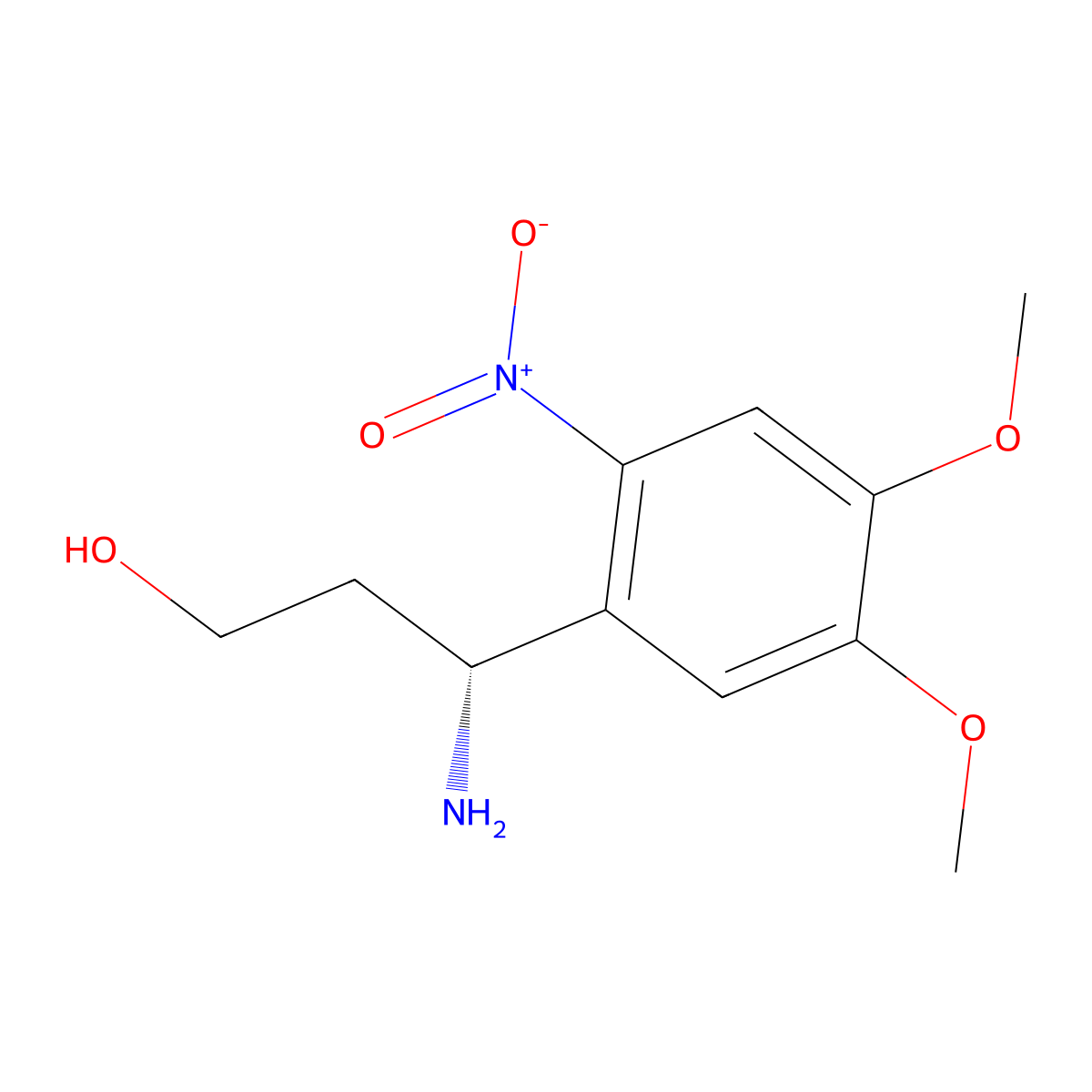 (3R)-3-amino-3-(4,5-dimethoxy-2-nitrophenyl)propan-1-ol molecular structure, CAS 2137086-51-0