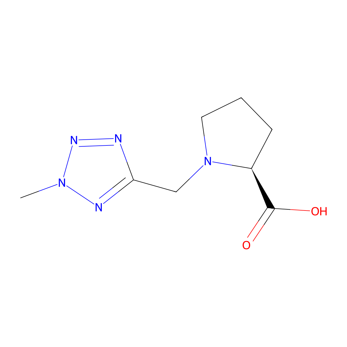 (2S)-1-[(2-methyl-2H-1,2,3,4-tetrazol-5-yl)methyl]pyrrolidine-2-carboxylic acid molecular structure, CAS 2137090-56-1