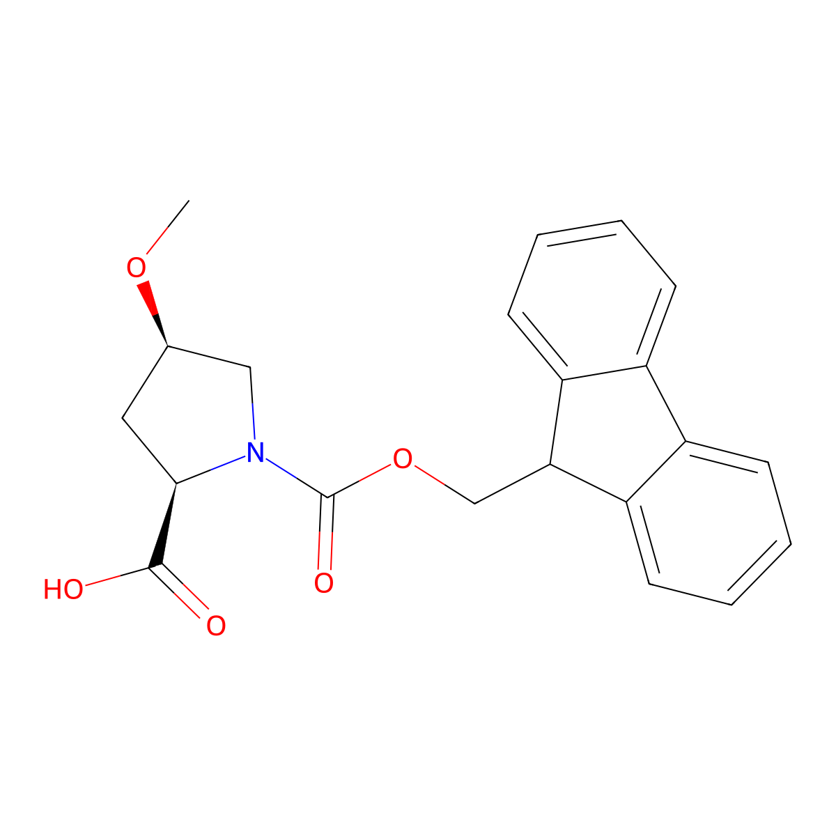 (2R,4R)-1-{[(9H-fluoren-9-yl)methoxy]carbonyl}-4-methoxypyrrolidine-2-carboxylic acid molecular structure, CAS 2137090-83-4