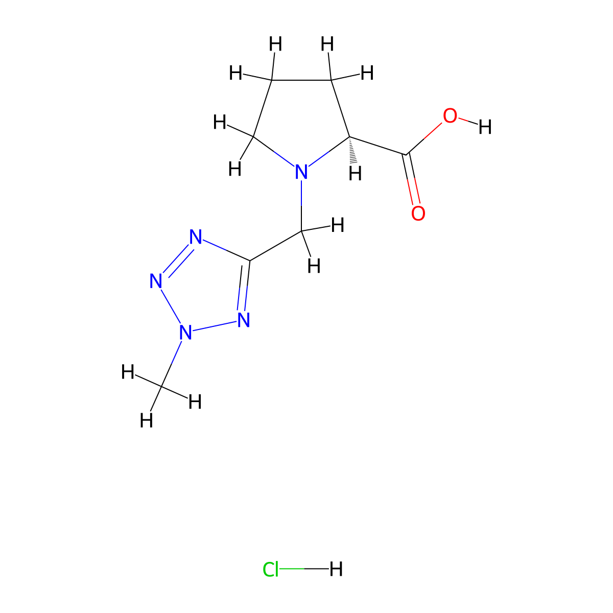 (2S)-1-((2-methyl-2H-1,2,3,4-tetrazol-5-yl)methyl)pyrrolidine-2-carboxylic acid hydrochloride molecular structure, CAS 2137092-55-6