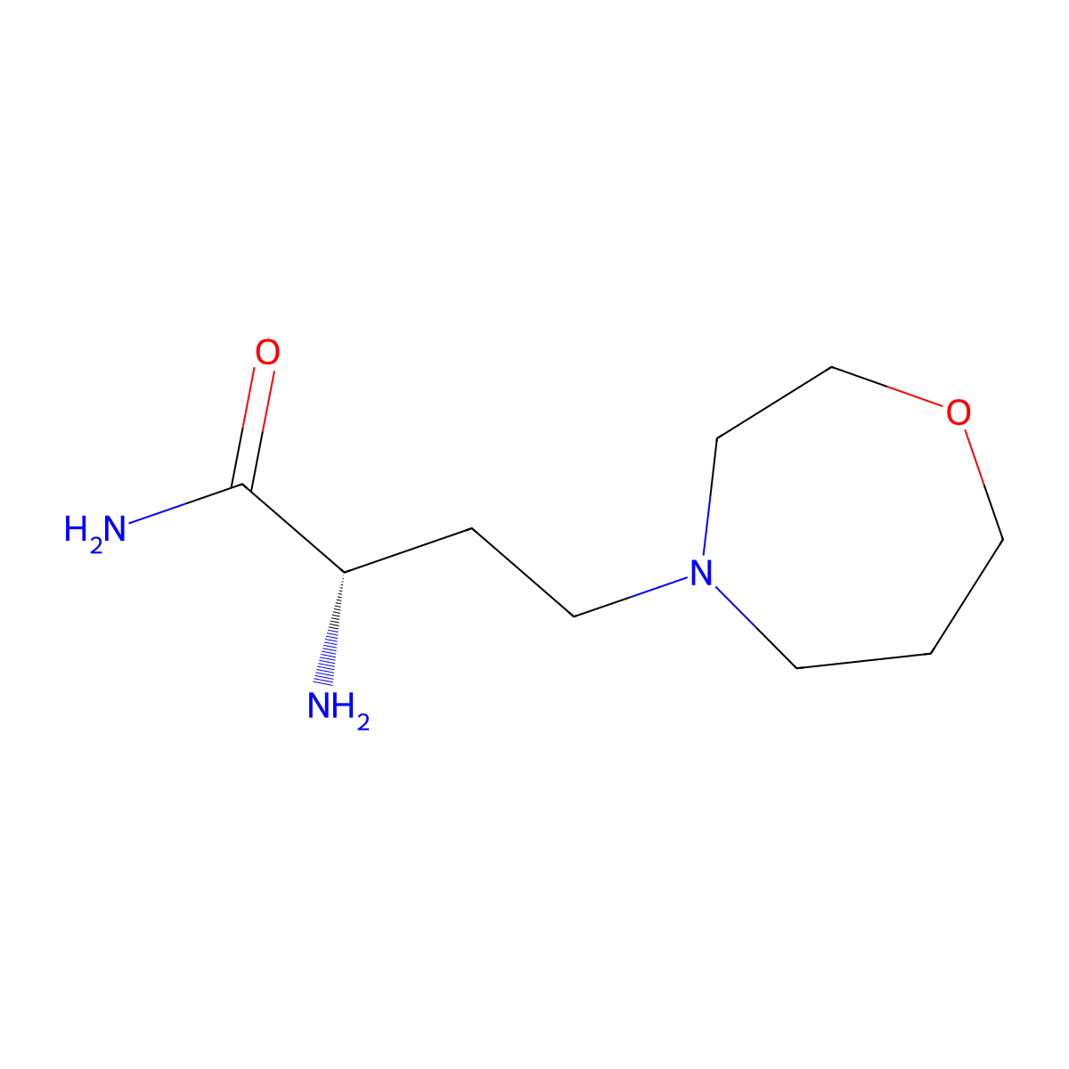 (2S)-2-amino-4-(1,4-oxazepan-4-yl)butanamide molecular structure, CAS 2137092-78-3