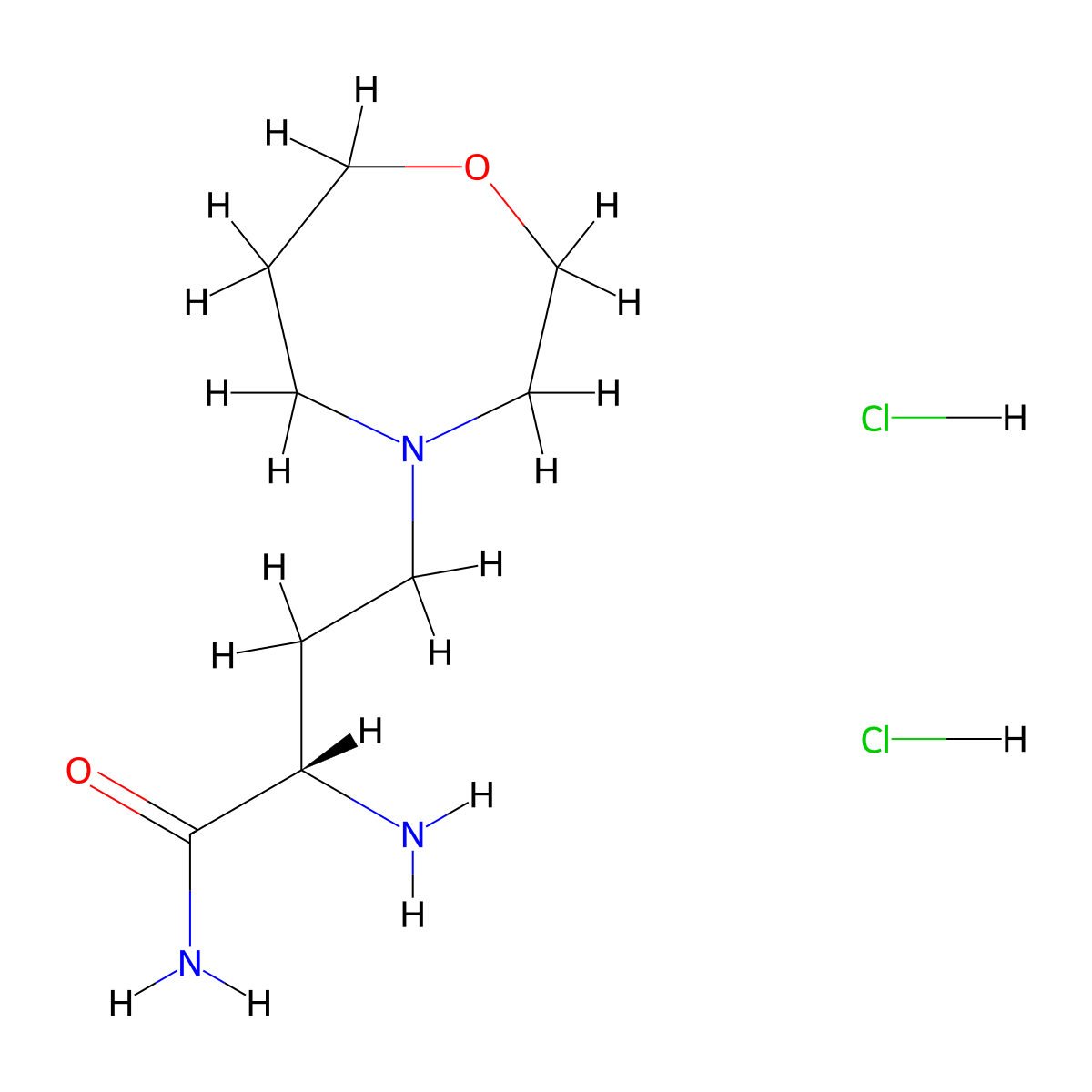 (2S)-2-amino-4-(1,4-oxazepan-4-yl)butanamide dihydrochloride molecular structure, CAS 2137092-79-4