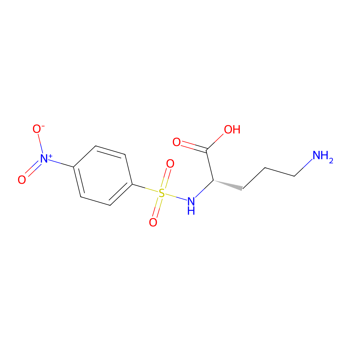(2S)-5-amino-2-(4-nitrobenzenesulfonamido)pentanoic acid molecular structure, CAS 2137094-03-0