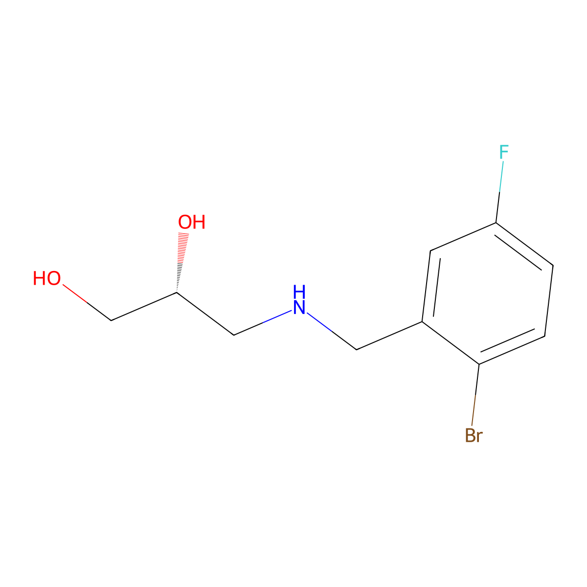 (2R)-3-{[(2-bromo-5-fluorophenyl)methyl]amino}propane-1,2-diol molecular structure, CAS 2137095-13-5