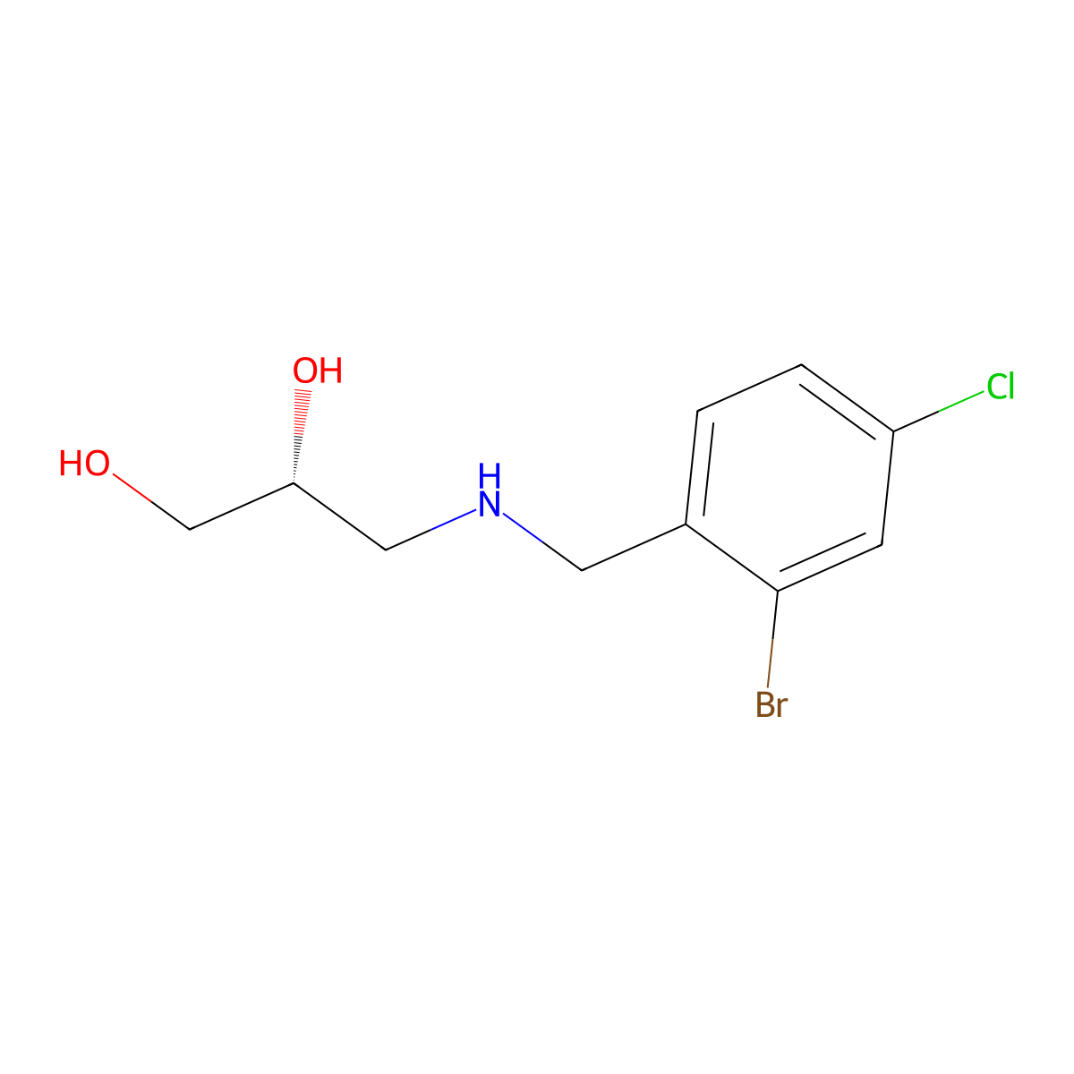 (2R)-3-{[(2-bromo-4-chlorophenyl)methyl]amino}propane-1,2-diol molecular structure, CAS 2137095-22-6