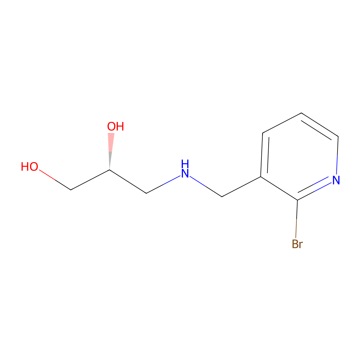 (2R)-3-{[(2-bromopyridin-3-yl)methyl]amino}propane-1,2-diol molecular structure, CAS 2137095-75-9